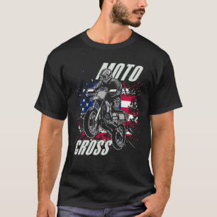 Us Flag Dirtbike Motocross Mx T-Shirt