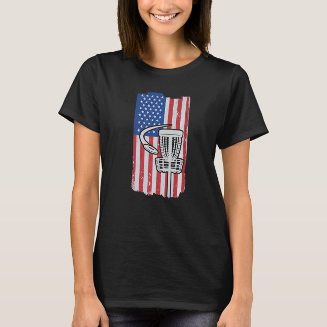 Us Flag Disc Golf Midrange Par Idea Frisbee T-Shirt (Front)