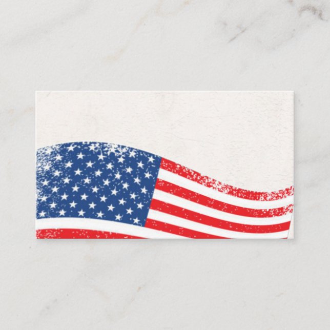US Flag distressed patriotic red white and blue Business Card (Front)