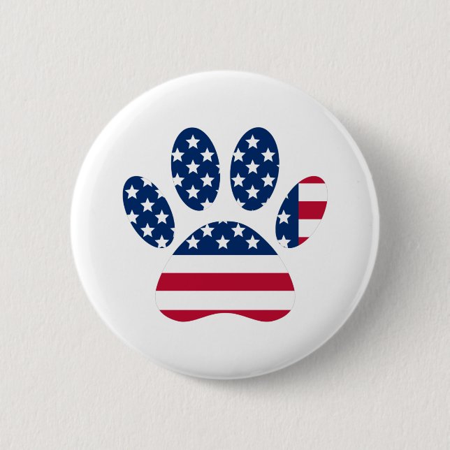 US Flag Dog Paw Print 6 Cm Round Badge (Front)