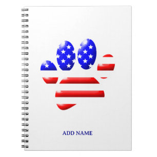 US Flag Dog Paw Print Notebook