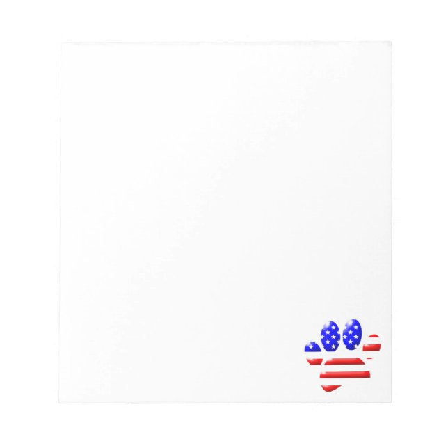 US Flag Dog Paw Print Notepad (Front)