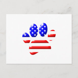 US Flag Dog Paw Print Postcard