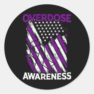 Us Flag Drug Overdose Opioid Overdose Awareness Classic Round Sticker