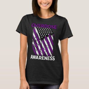 Us Flag Drug Overdose Opioid Overdose Awareness  T-Shirt