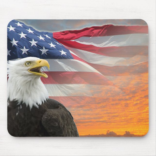 US Flag Eagle Fiery Sunrise Mousepad (Front)