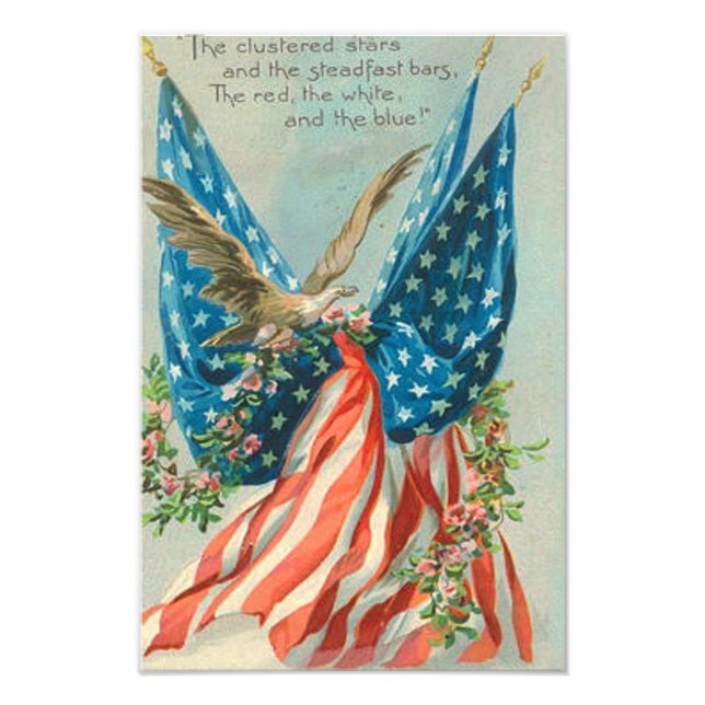 US Flag Eagle Rose Memorial Day Photo Print (Front)