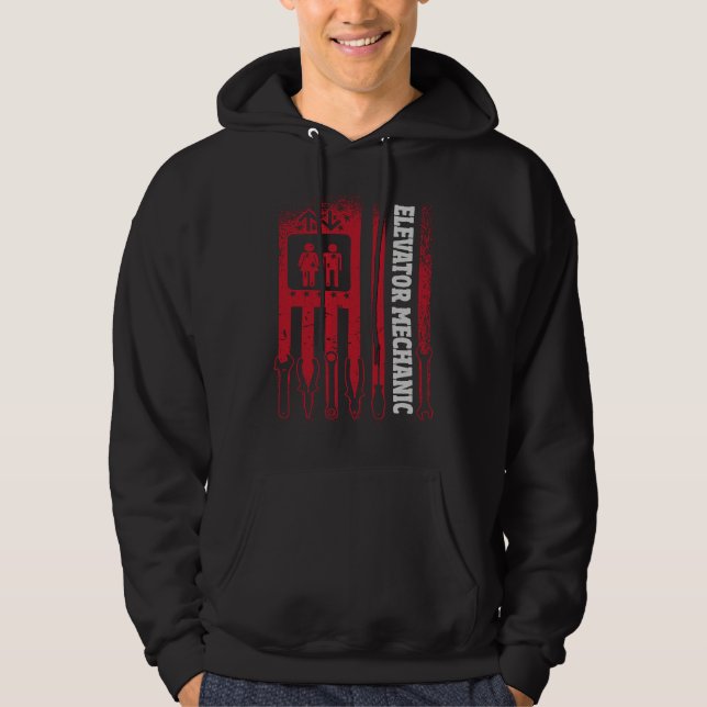 Us Flag Elevator Mechanic Hoodie (Front)