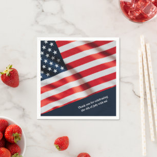 US Flag Family Photo 4th of July Party Napkin