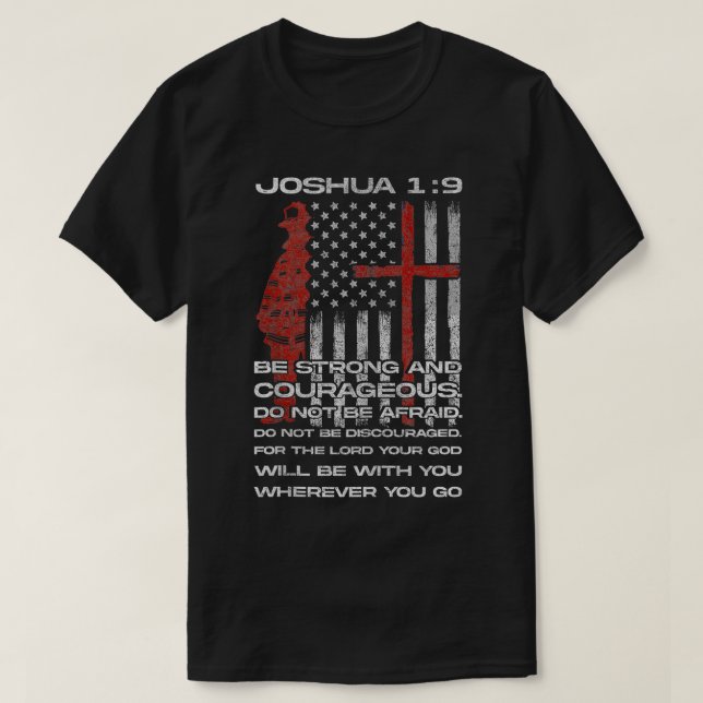 US Flag Firefighter Christian Bible Tee Fireman Fi (Design Front)
