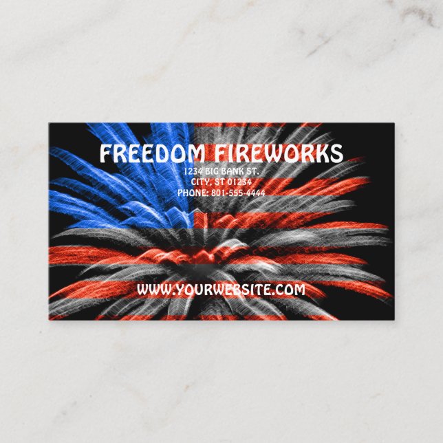US Flag Fireworks Business Card (Front)