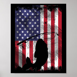 Us Flag Fish 4th Of July Fishing Patriot Fisherman Poster
