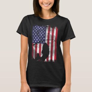Us Flag Fish 4th Of July Fishing Patriot Fisherman T-Shirt