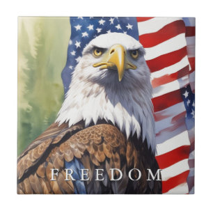 US Flag Freedom Eagle Motivational Inspirational Ceramic Tile