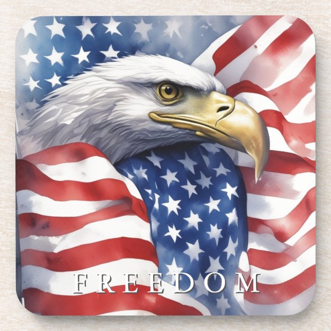 US Flag Freedom Eagle Motivational Inspirational Coaster (Front)