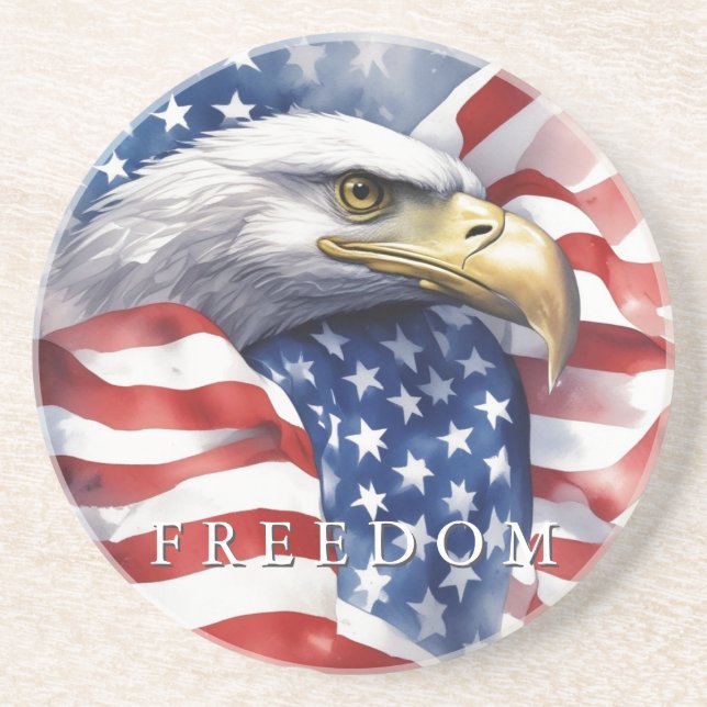US Flag Freedom Eagle Motivational Inspirational Coaster (Front)