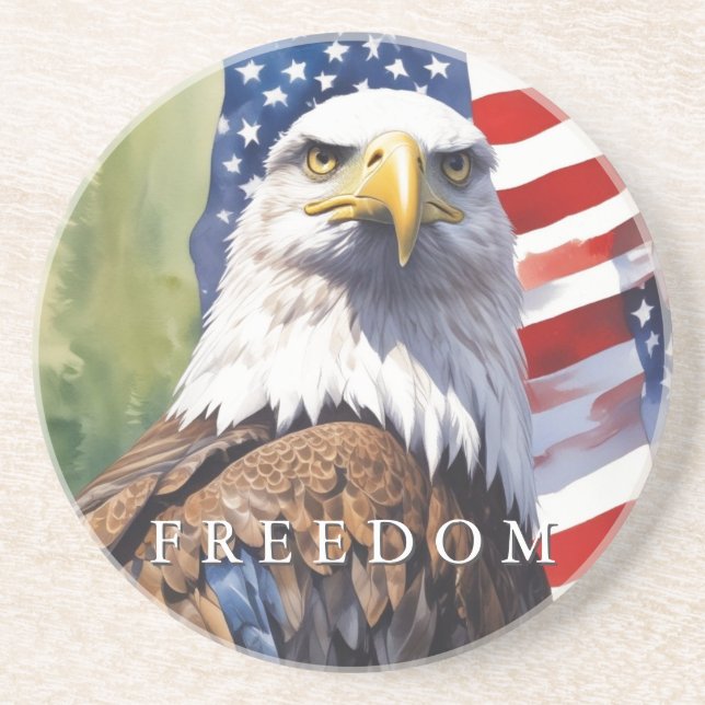 US Flag Freedom Eagle Motivational Inspirational Coaster (Front)