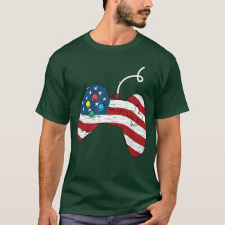 US Flag Gaming Men American Patriotic Gamer boy T-Shirt