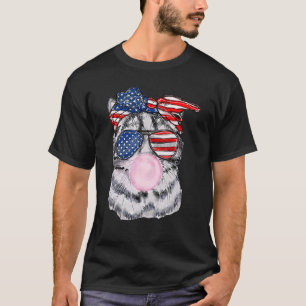 Us Flag Glasses Cat Bubble Gum July 4th Patriot Ca T-Shirt