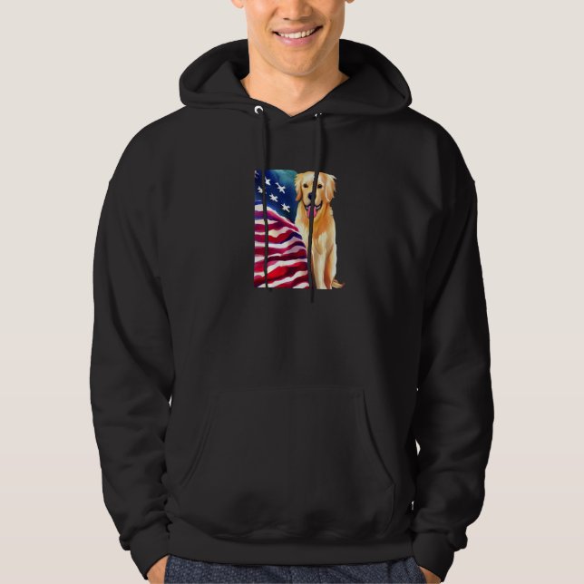 US Flag Golden Retriever Dog Pet American Patrioti Hoodie (Front)