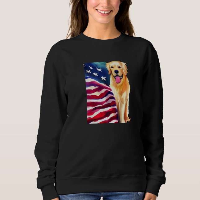 US Flag Golden Retriever Dog Pet American Patrioti Sweatshirt (Front)