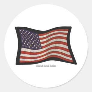 US Flag Graffiti Classic Round Sticker
