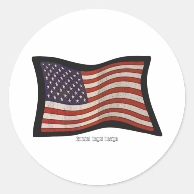 US Flag Graffiti Classic Round Sticker (Front)