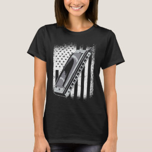 Us Flag Harmonica Player 1 T-Shirt