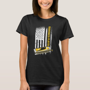 US Flag Harmonica Player T-Shirt