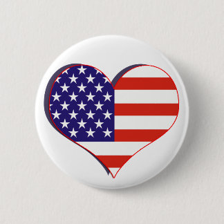US Flag Heart Button