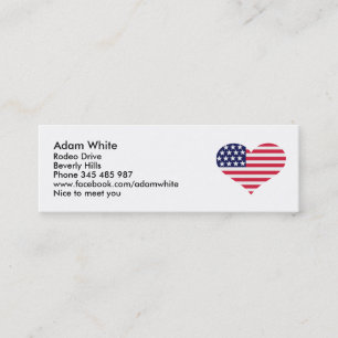 US flag heart Mini Business Card