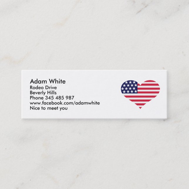 US flag heart Mini Business Card (Front)