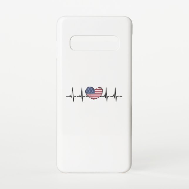 US Flag Heartbeat ECG Electrocardiography Samsung Galaxy Case (Back)