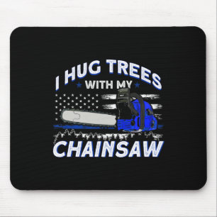 Us Flag Hugging Trees With Chainsaw Arborist Mouse Pad