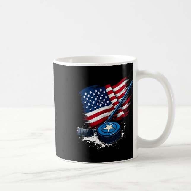 Us Flag Ice Hockey Player  Coffee Mug (Right)
