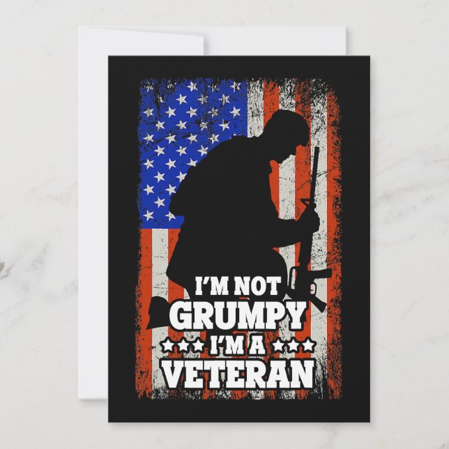 US Flag Im not Grumpy im a Veteran 116 Invitation (Front)