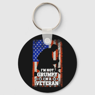 US Flag Im not Grumpy im a Veteran 116 Key Ring