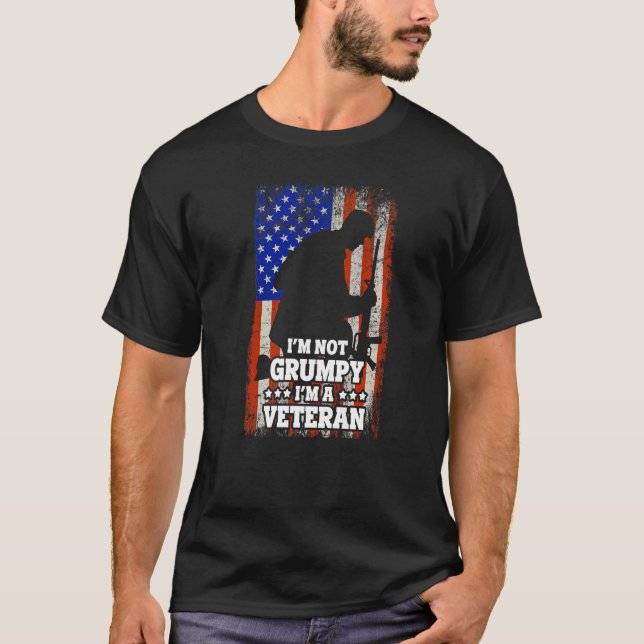 Us Flag Im Not Grumpy Im A Veteran T-Shirt (Front)