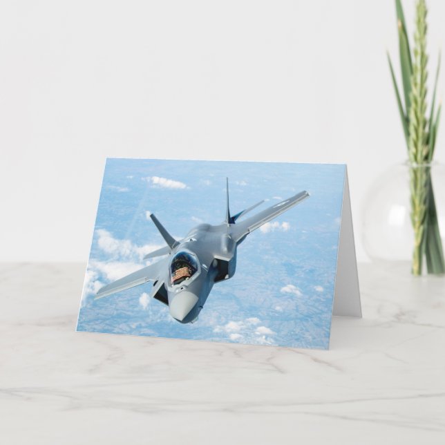 US Flag in F-35 Fighter, July 4 / Independence Day Card (Front)