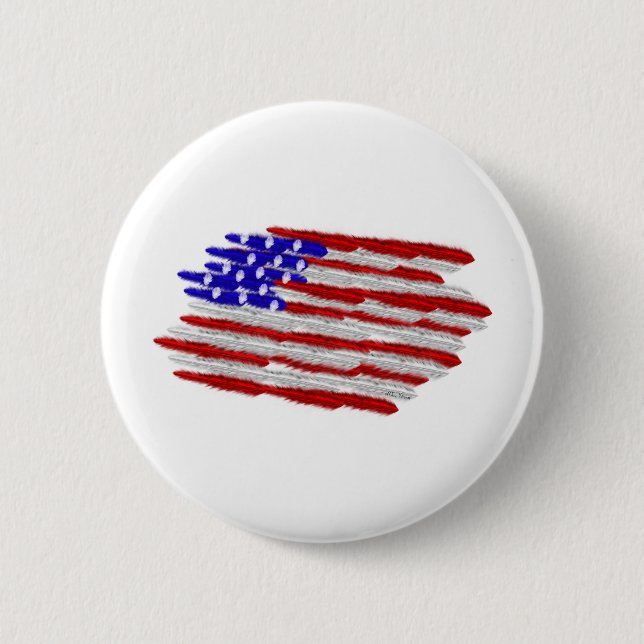 US Flag  in Feathers 6 Cm Round Badge (Front)