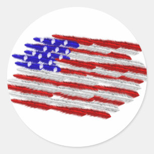 US Flag  in Feathers Classic Round Sticker