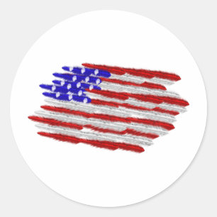 US Flag  in Feathers Classic Round Sticker