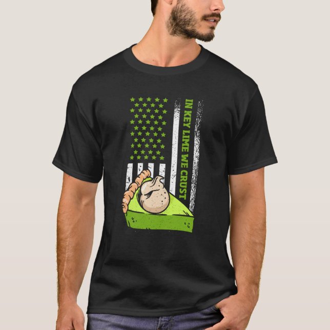 Us Flag In Key Lime We Crust T-Shirt (Front)