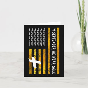 Us Flag In September We Wear Gold Childhood Cancer Card