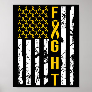 Us Flag In September We Wear Gold Childhood Cancer Poster