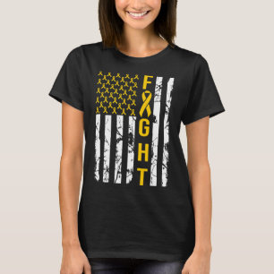 Us Flag In September We Wear Gold Childhood Cancer T-Shirt