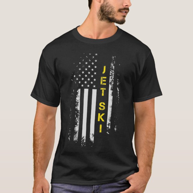 US Flag Jet Ski  American Flag Jet Ski Gift  T-Shirt (Front)