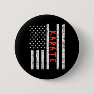 Us Flag Karate Vintage Patriotic Martial Arts Amer 6 Cm Round Badge