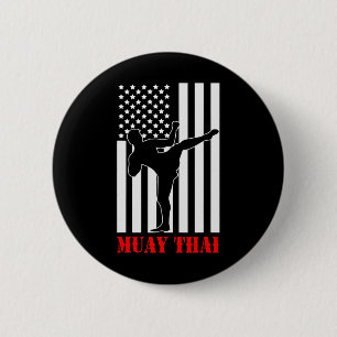 Us Flag Kickboxing Martial Arts Fighter Muay Thai  6 Cm Round Badge