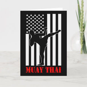 Us Flag Kickboxing Martial Arts Fighter Muay Thai Card